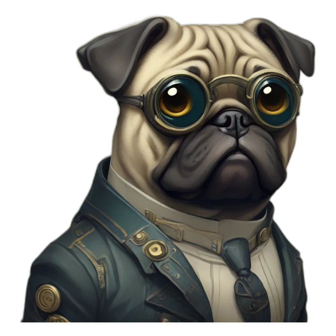 A cyberpunk pug in Art Nouveau style during 1910 sticker