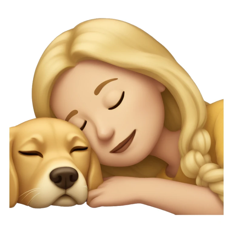 woman asleep with golden retriever  sticker