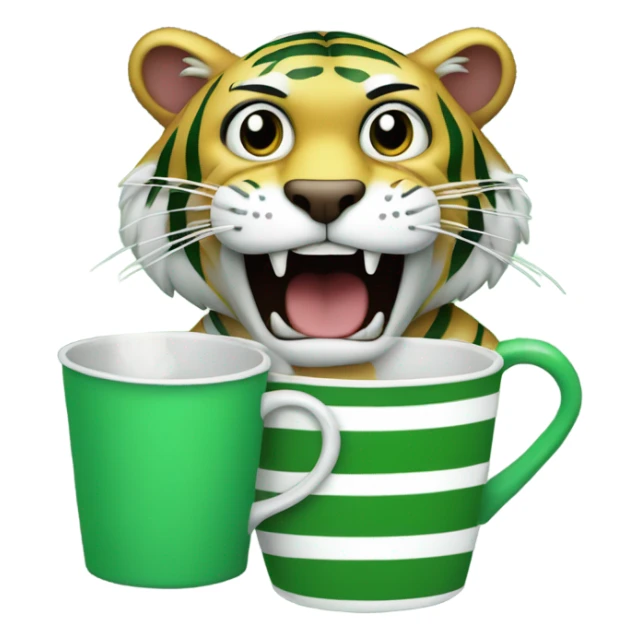 Green tiger farting into cup sticker