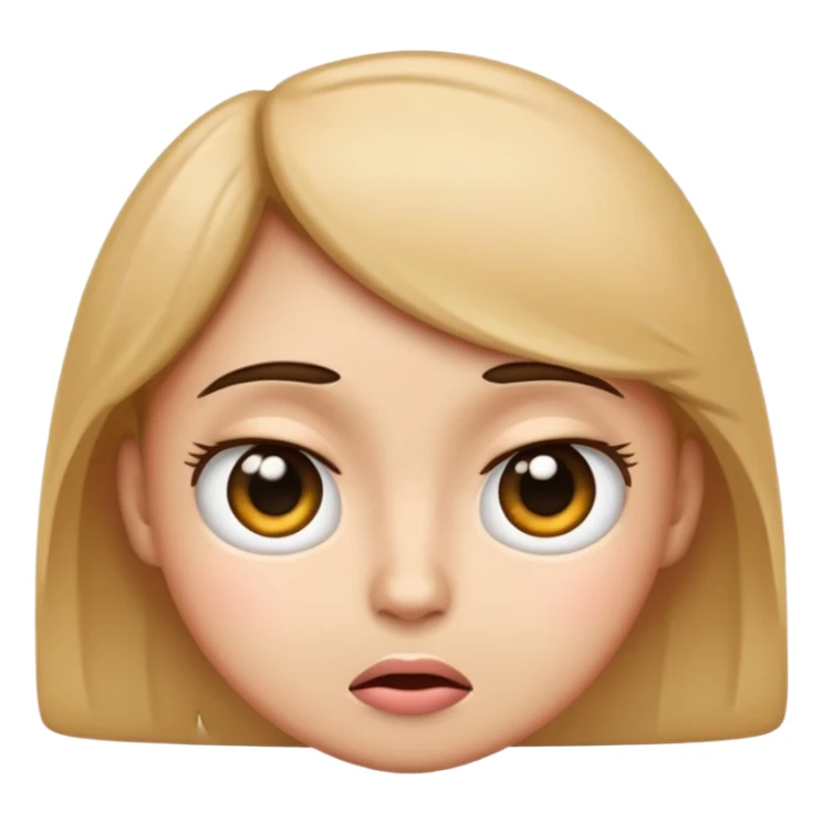 Emoji with big eyes frowning and blushing sticker