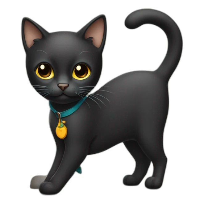 Gato negro con un zapato  en la boca sticker