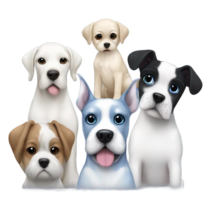 A white Great Dane, a blue Great Dane, a black chihuahua and a white Shih Tzu sticker