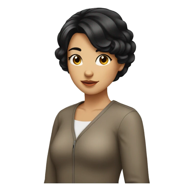 girl with black hair middle partition  sticker