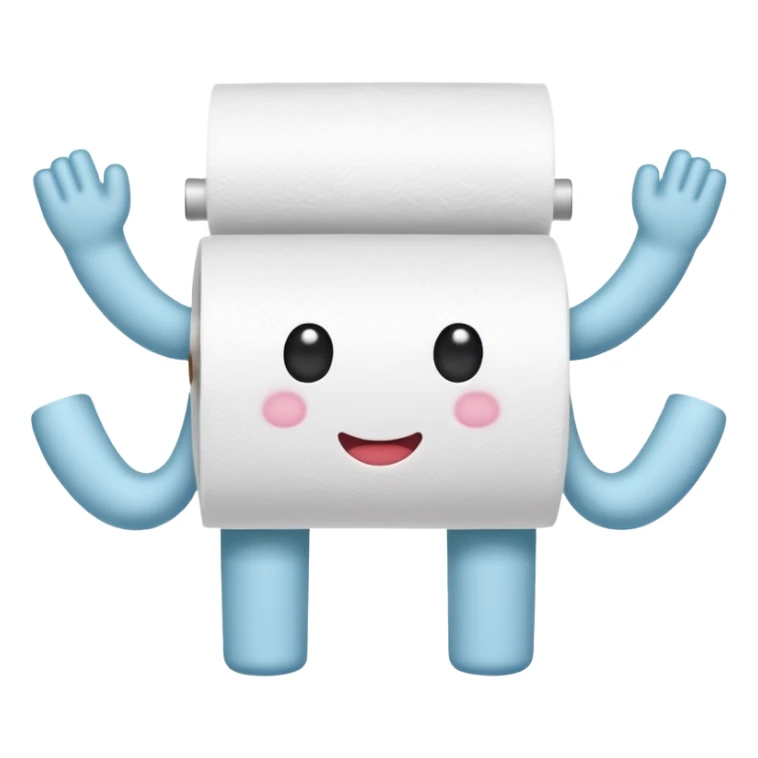 Toilet paper with arms and legs sticker