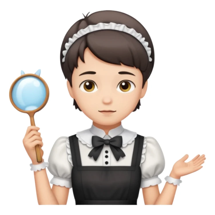 Guy with short hair wearing a cute maid dress sticker