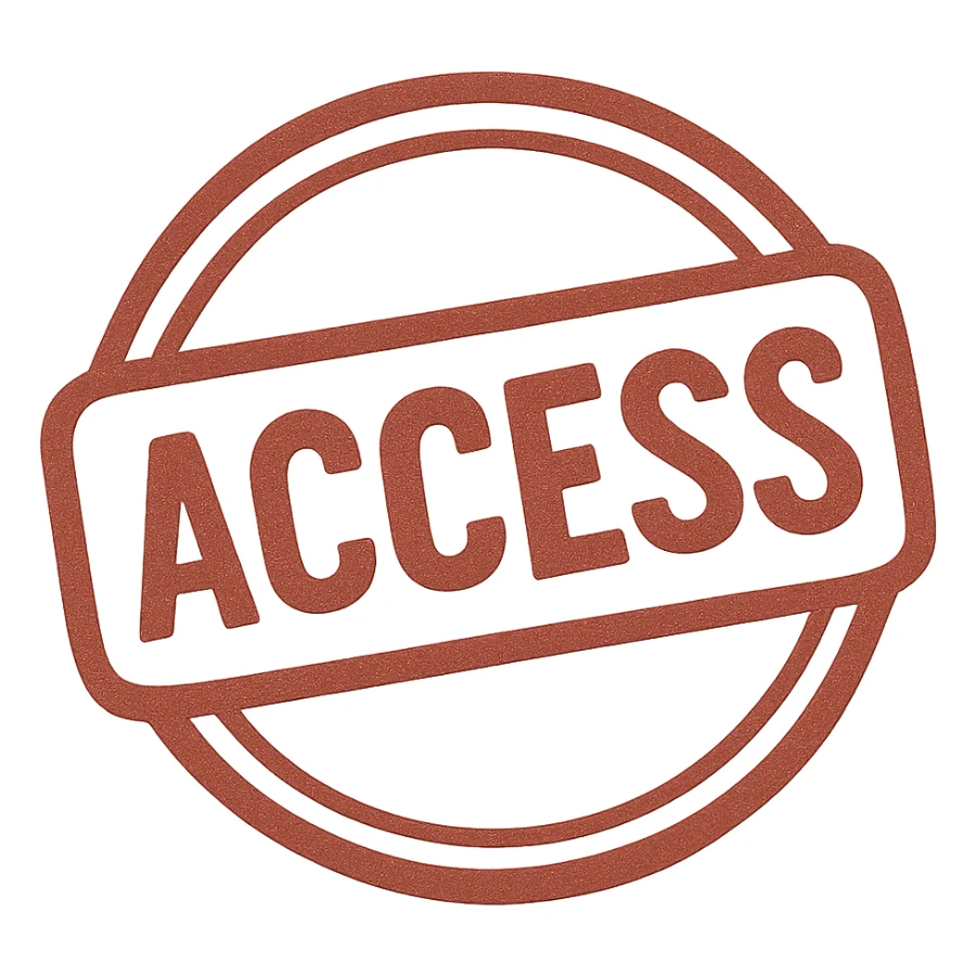 Remove the white background and make it transparent, keep the red ink stamp print with the word 'Access' unchanged, preserving the red color and stamp details. sticker