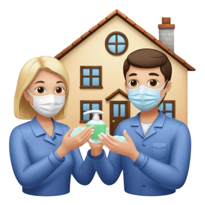 Give me emojis that represent corona-time safety rules such as: keep your distance, wear a mask, wash hands, avoid crowds, sanitize regularly, stay home, and no handshakes. Use only relevant emojis.  another except this   sticker