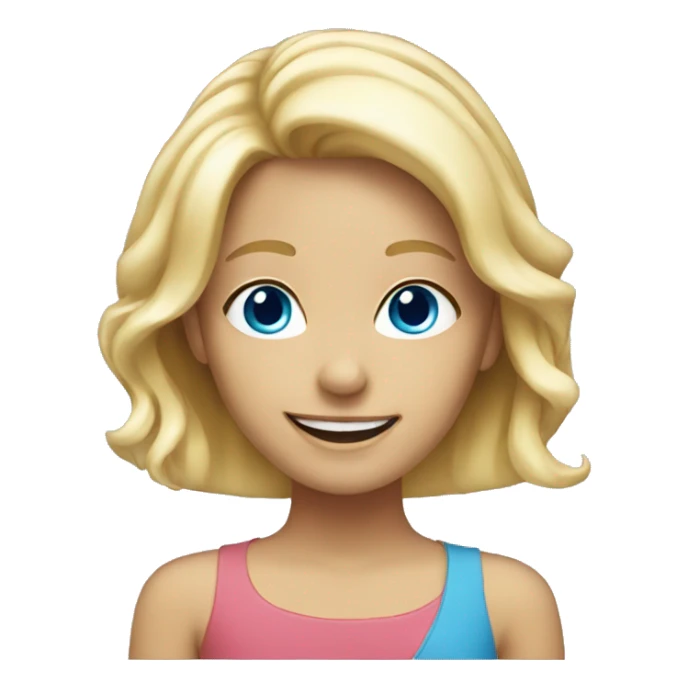 smiling girl with blonde hair, blue eyes sticker