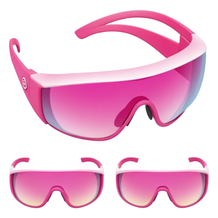 sporty pink shield visor sunglasses with thick ergonomic frame, chunky padded design, massive build, one-piece gradient lens sticker