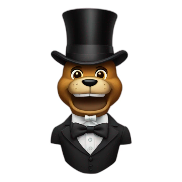 Freddy Fazbear black top hat and black bow tie, no clothing besides bow tie sticker