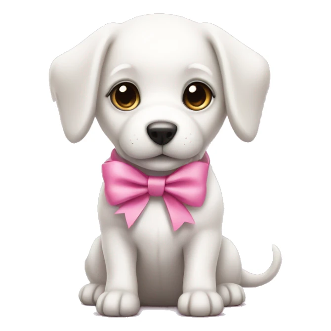 Cute white puppy with a pink bow for a collar sticker