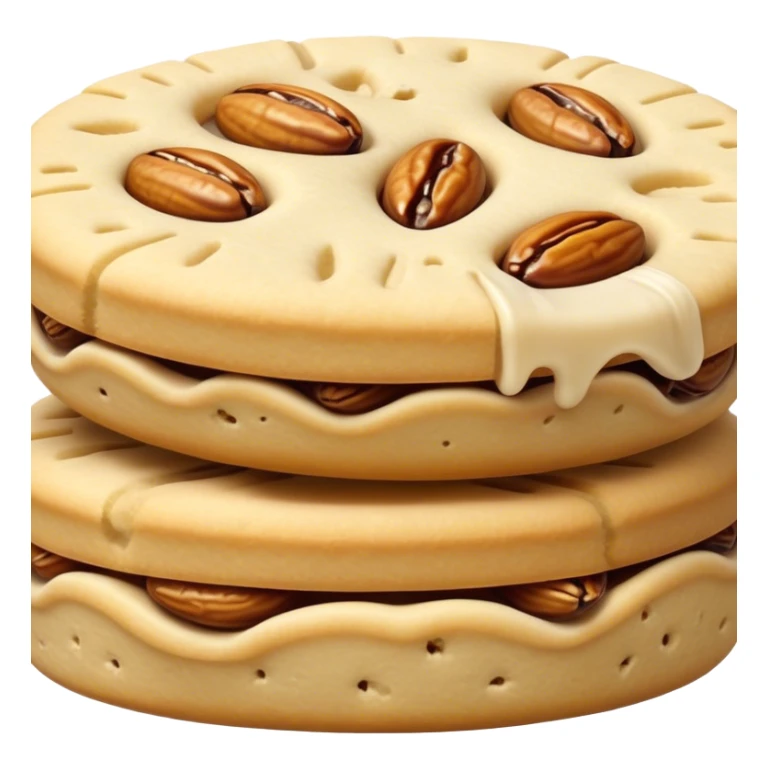 Cinematic Realistic Ma'amoul Dessert Emoji, featuring delicate shortbread cookies filled with dates or nuts rendered with intricate detail and warm, inviting lighting. sticker