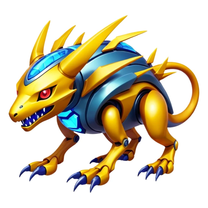  exotic futuristic modern cyber-Fakémon-Digimon-Vernid-creature sticker