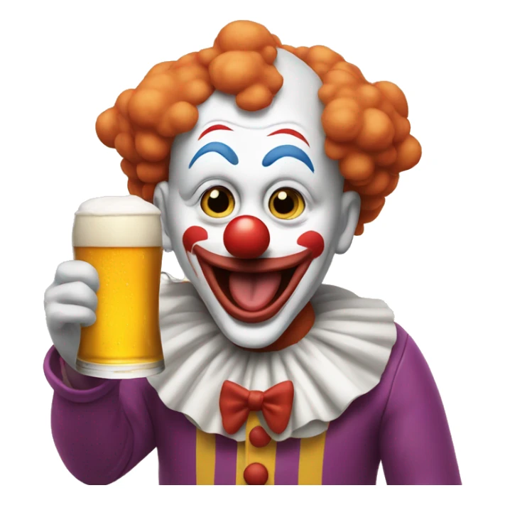 Clown drinking beer and eating hotdogs  sticker