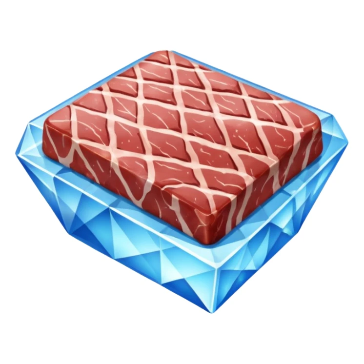 Meat with diamond textur and blue color sticker