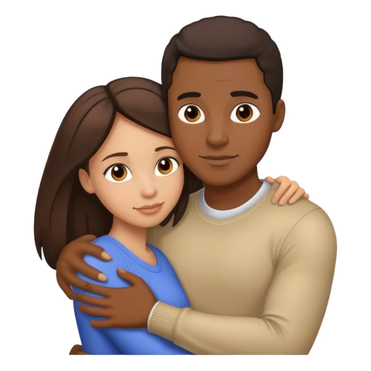 Black man tight hug brunette woman sticker