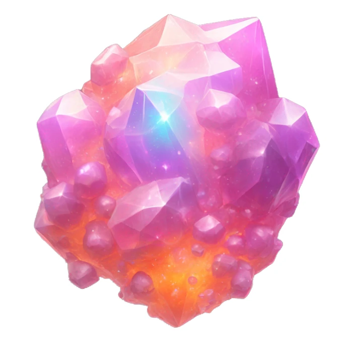 Pastel iridescent nebula crystal cluster pink and orange sticker
