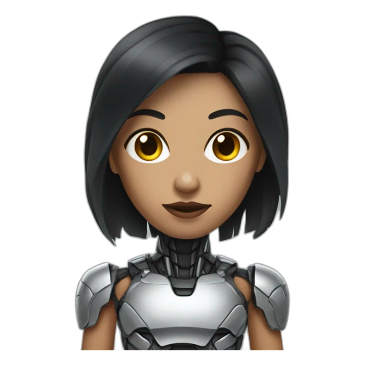 cyborg woman dark hair sticker