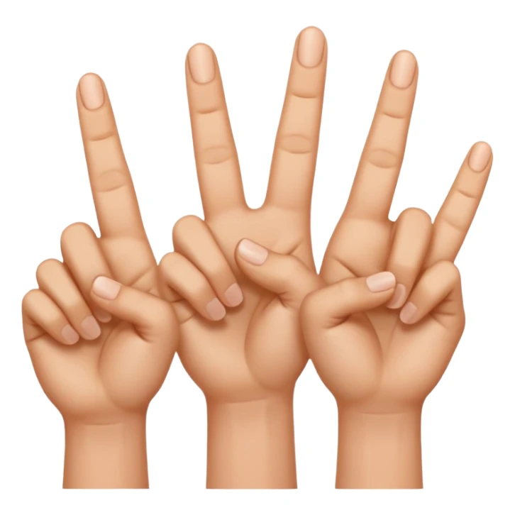 Manos con 3 dedos levantados y la otra mano solo 1 dedo levantado sticker