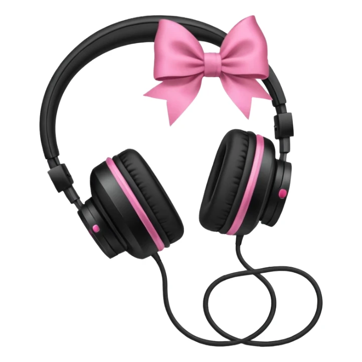 headphones with bow on the right side  sticker