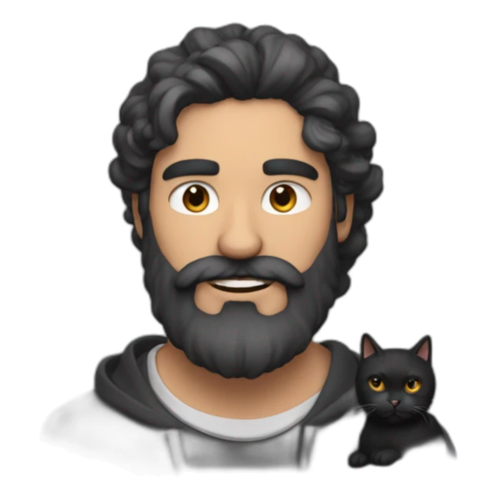 Latin Bearded man with a black and white cat  sticker