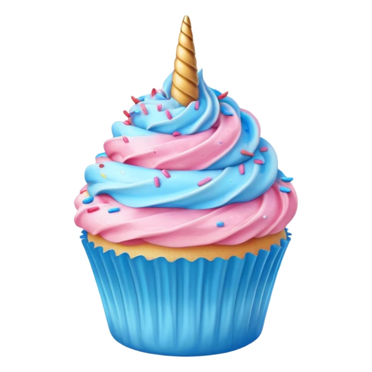 Cupcake with pink and blue icing and unicorn sprinkles  sticker