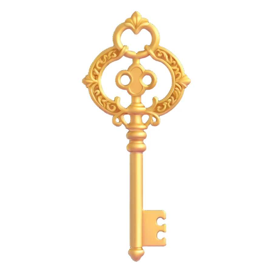 ornate golden key, luxury and exclusivity, elegant details sticker