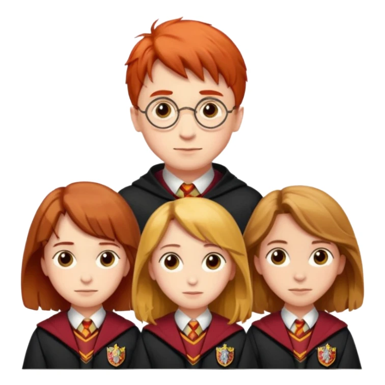 harry potter, ronald weasley and hermione granger in gryfinndor uniform sticker