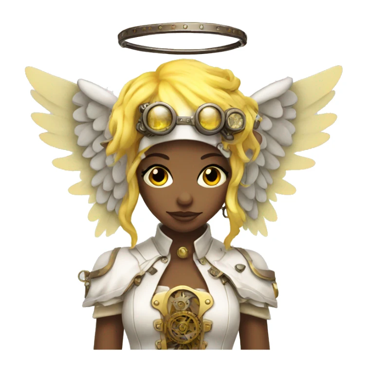Yellow and white steampunk angel sticker