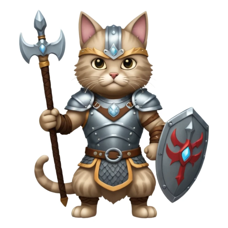 valorous Viking cat in Valhalla, detailed armor, heroic pose, glowing sky sticker
