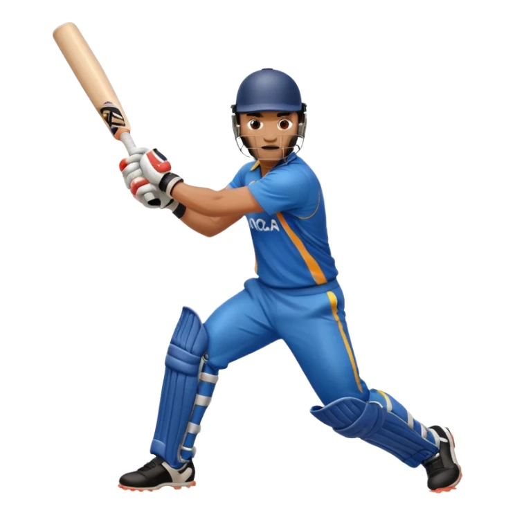 Right handed cricketer playing a cover drive shot with a cricket bat sticker