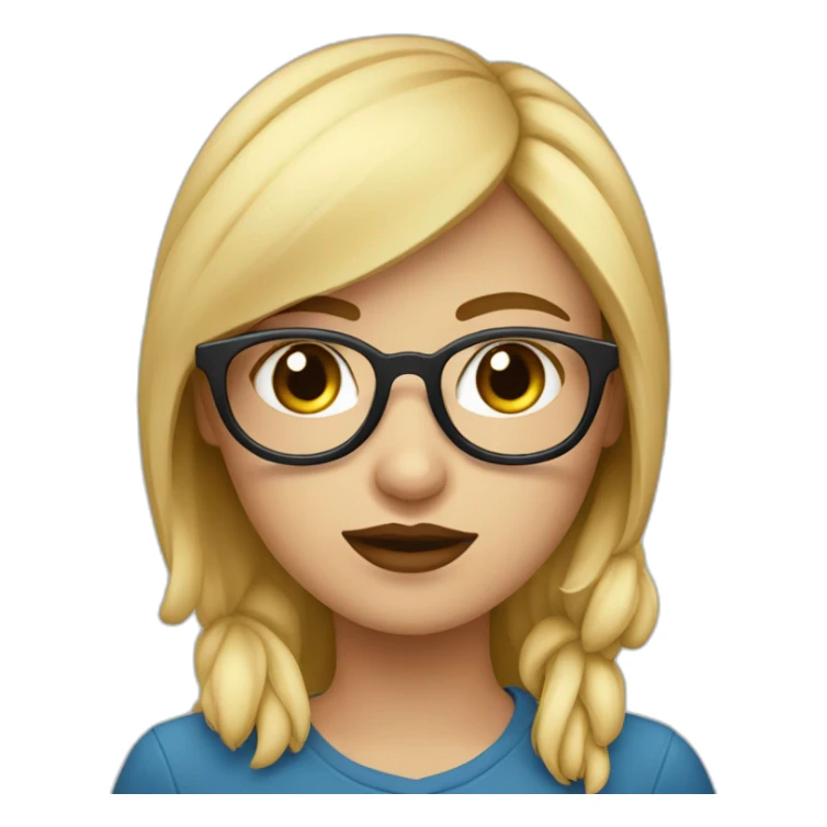 chica rubia con ojos azules con gafas negras vestida de rosa sticker