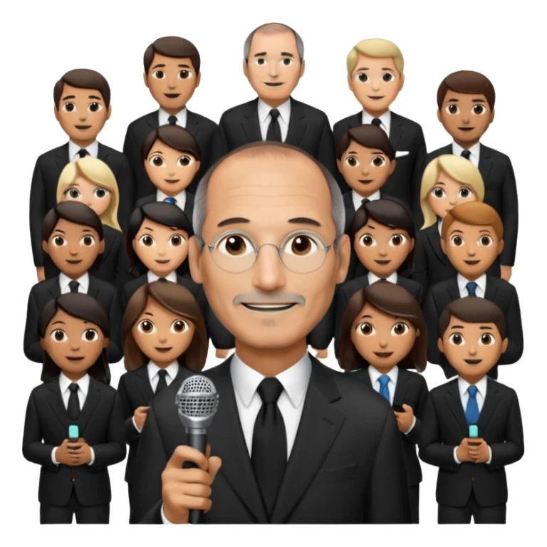 create a founder mode emoji like steve jobs having a 100 executive retreat

 sticker