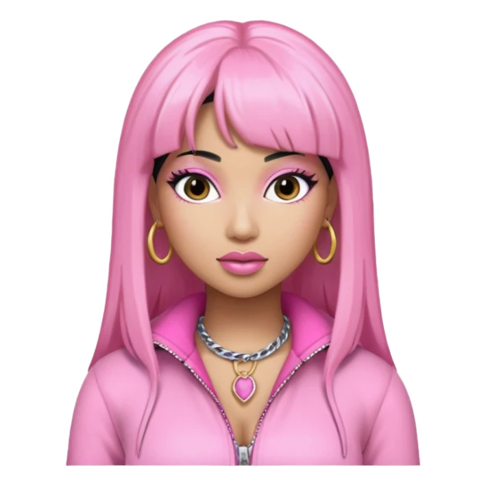 Nicki Minaj black hair with pink highlights, pink outfit sticker