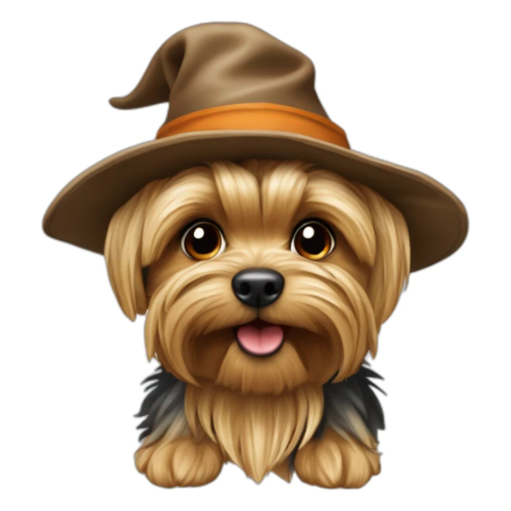 Yorkshire-terrier chapeau sorcière Sur un balai r sticker
