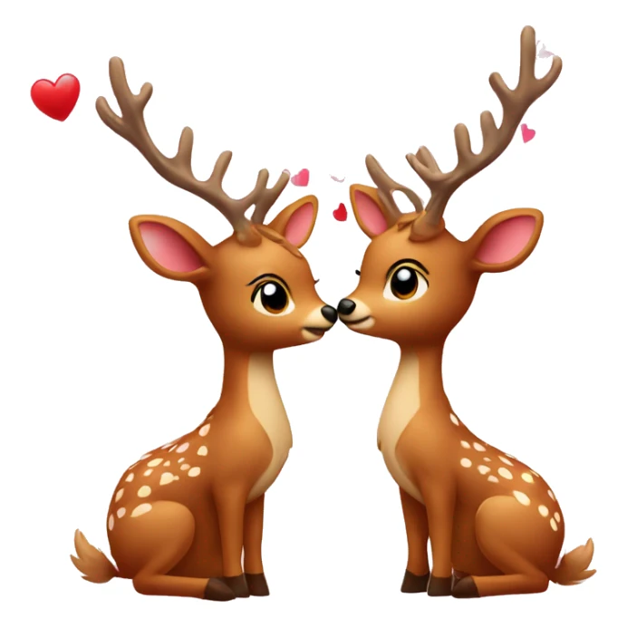 two deers kissing with hearts and bows sticker