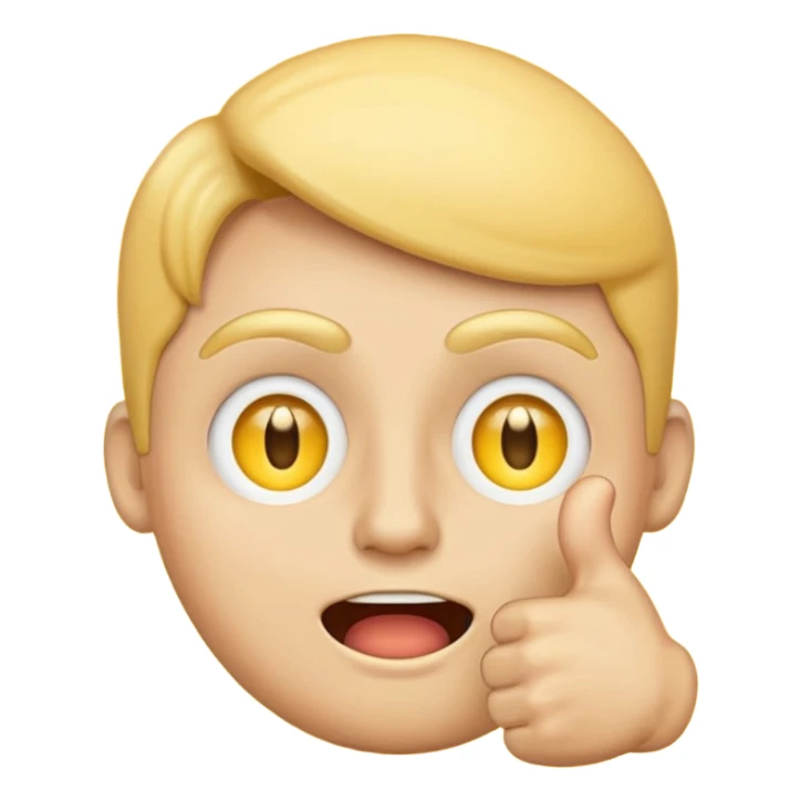 Original yellow Emoji face stressed out with one eye half open quivering out of anxiety and a singular thumbs up sticking out. . The right eye needs to be half closed  sticker