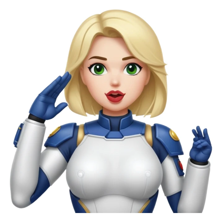 woman space marine in bodysuit salutes tongue out sticker