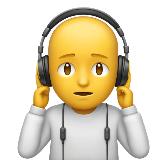 tired emoji with headphones on sticker