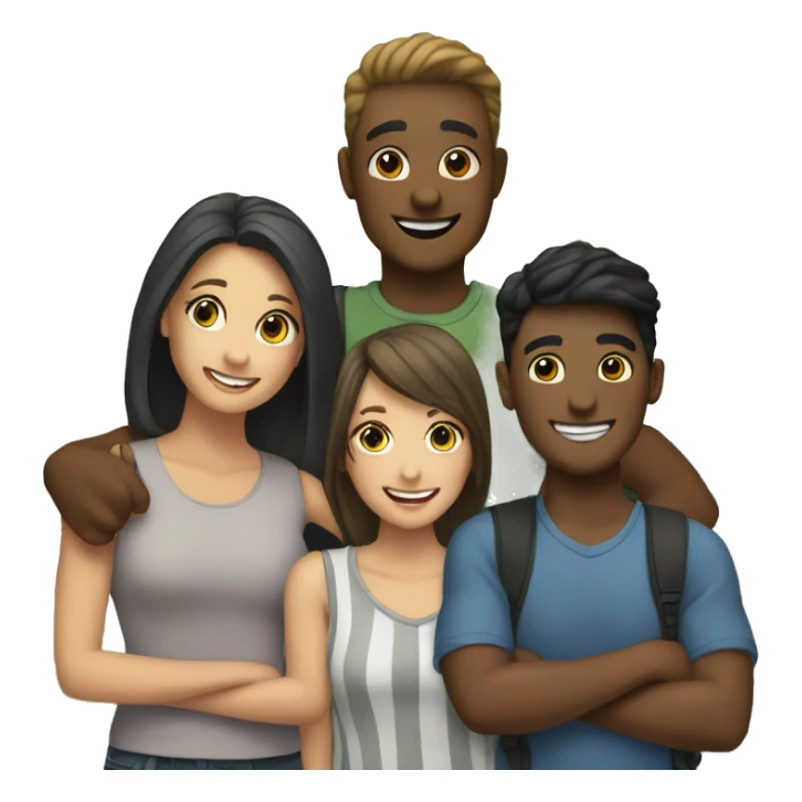 6 smiling friends outdoors together, 2 male, 4 female sticker