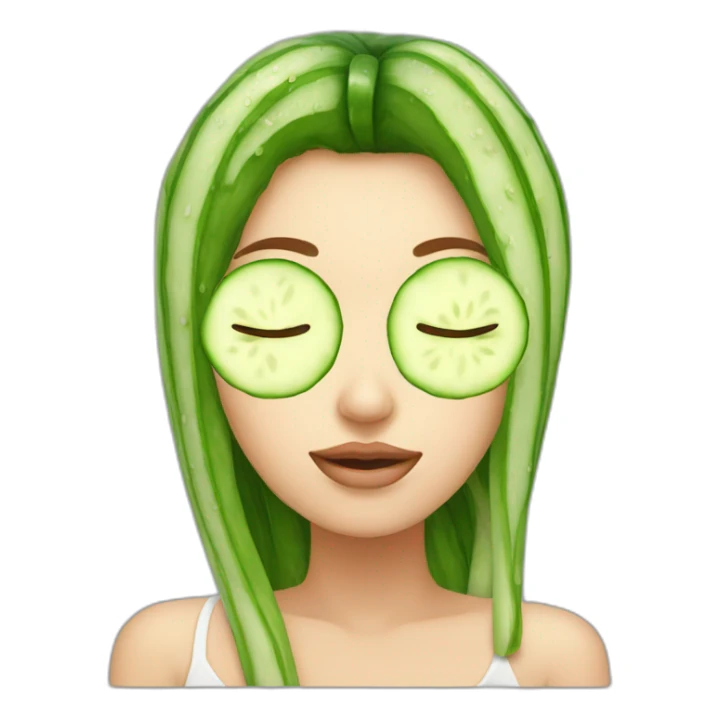 Girl cucumber on her close eyes sticker