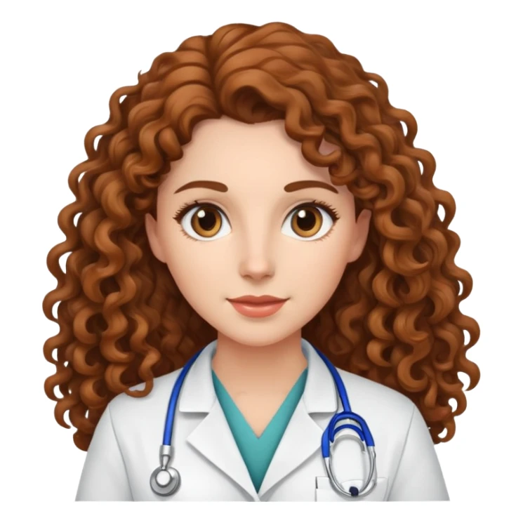 Woman veterinarian with long brown curly hair sticker