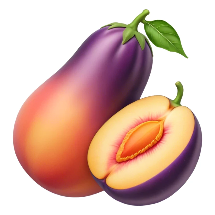 One peach One eggplant on top of each other  sticker