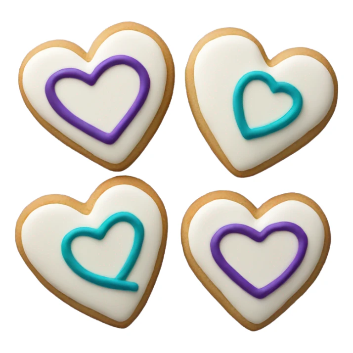 Cookie heart with teal purple ribbon loop sticker