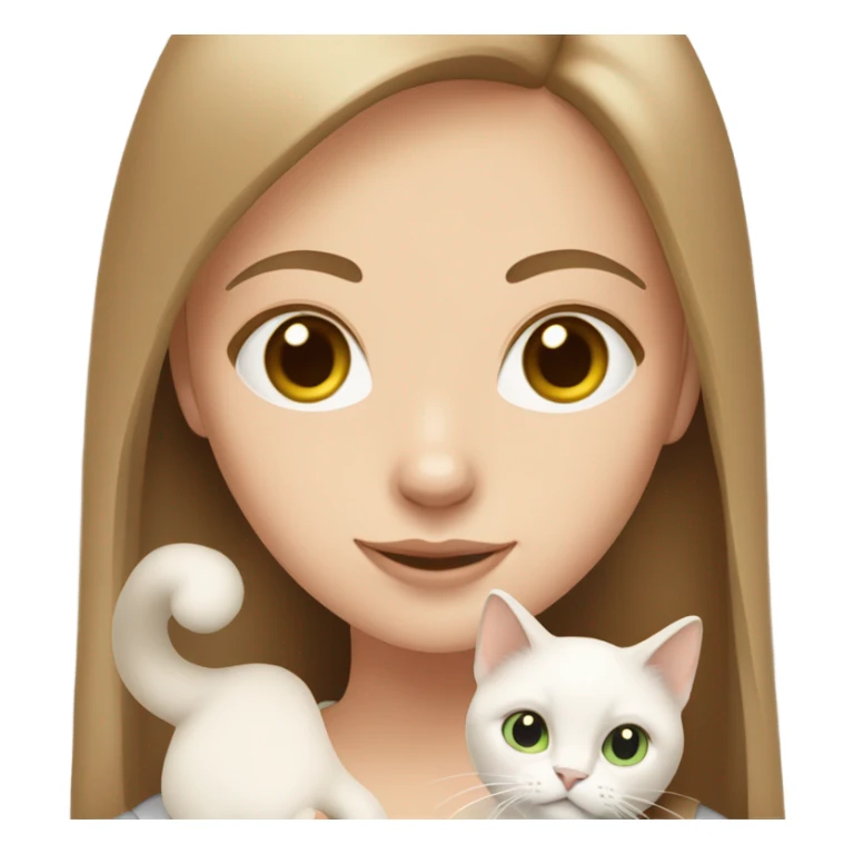  a girl with straight light brown hair with her white Siamese cat sticker