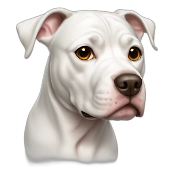 white pitbull dog with brown spots in the eyes sticker