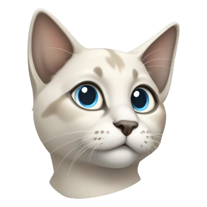 Thai breed cat with a light cream body, dark gray face, ears, and paws. Short fur, sharp ears, and striking light blue eyes with an intense gaze. sticker