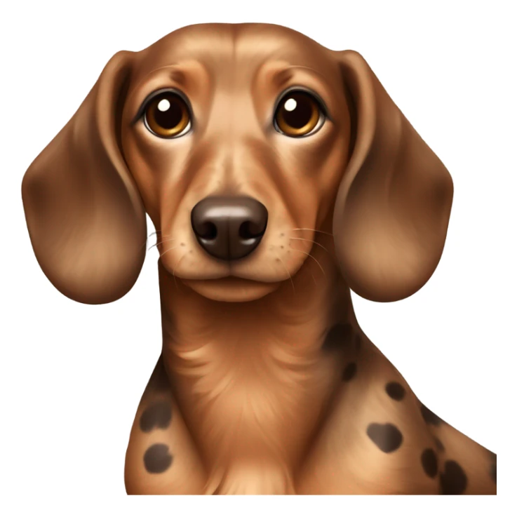 cute furry dachshund light brown with big dark brown spots showing full body sticker