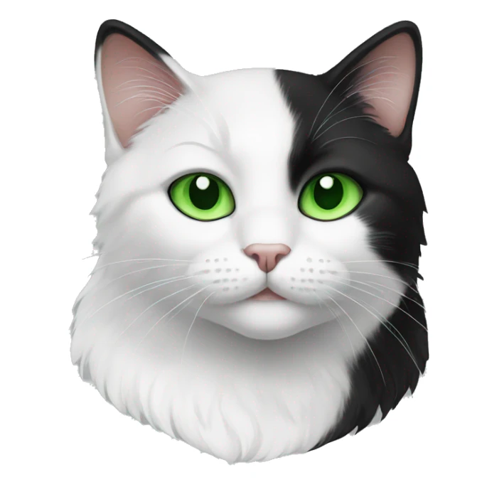white and black cat with green eyes sticker