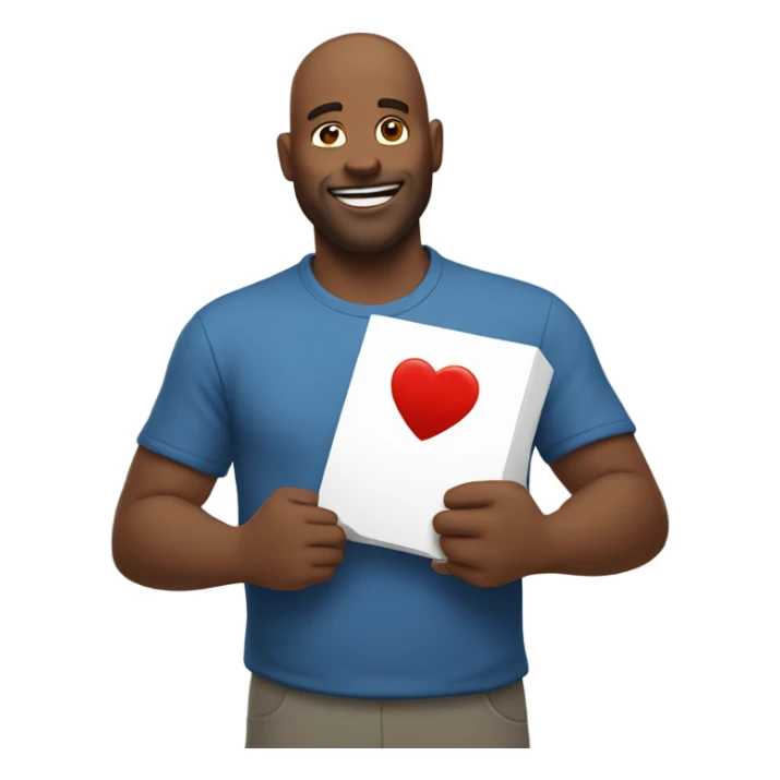 Father holds big heart sticker